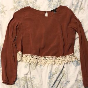 Forever 21 Burnt Orange Long Sleeve Crop Top